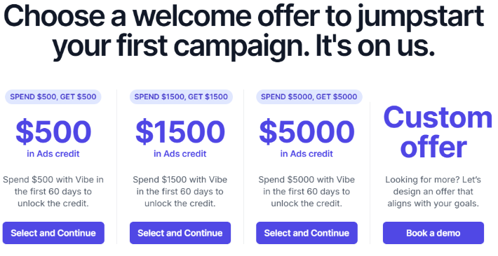 Vibe.co Promotional offers