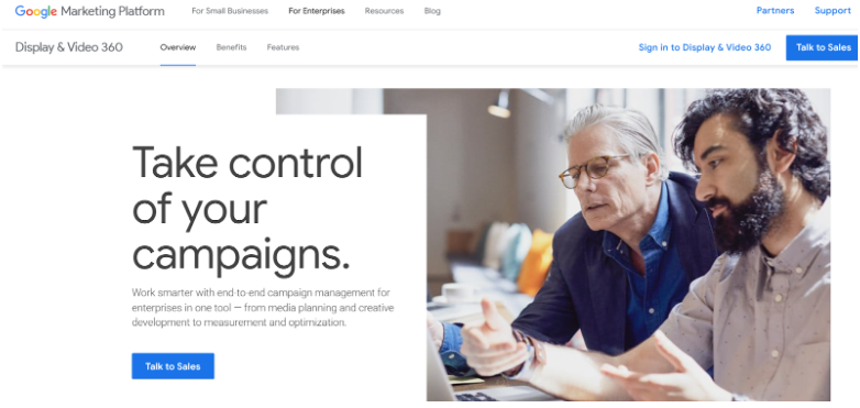 Google DV360 homepage