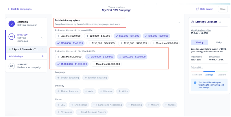 Vibe.co targeting feature