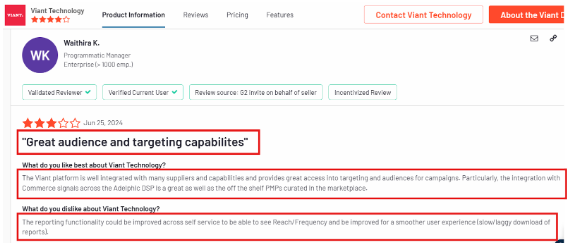 Viant reviews on G2