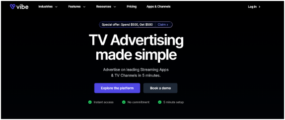 Vibe homepage 