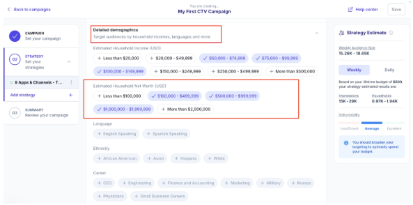 Vibe.co targeting feature
