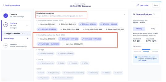 Vibe.co advanced targeting feature