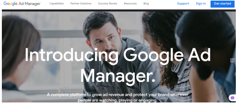 Google ADX homepage 