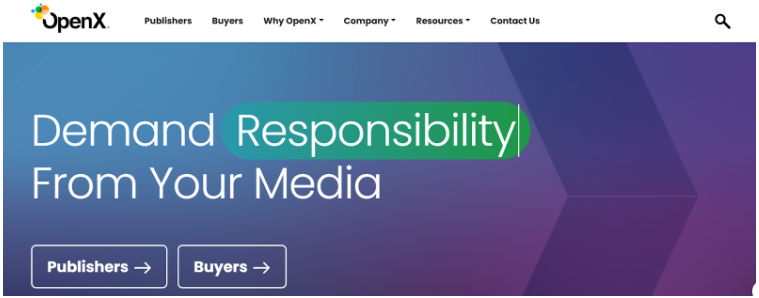 OpenX homepage 
