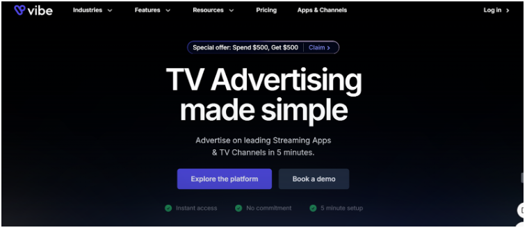 Vibe homepage 