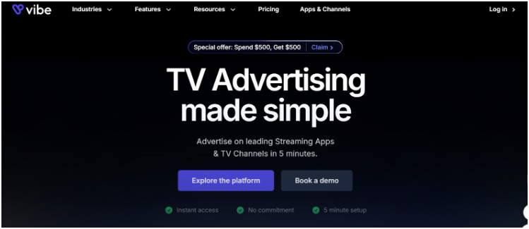 Vibe homepage 