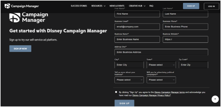 Hulu Ad Manager Sign up