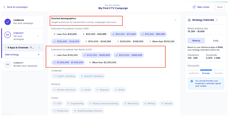 Vibe.co targeting feature