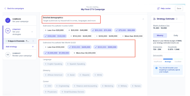 Vibe.co targeting feature