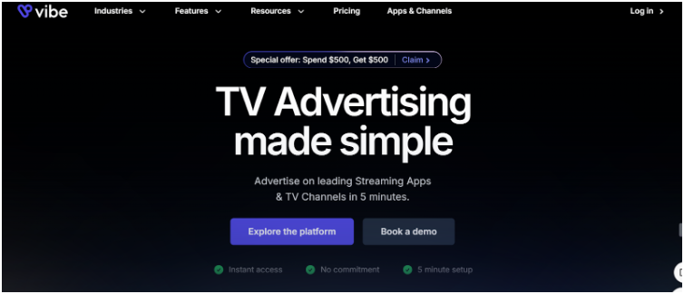 Vibe homepage 