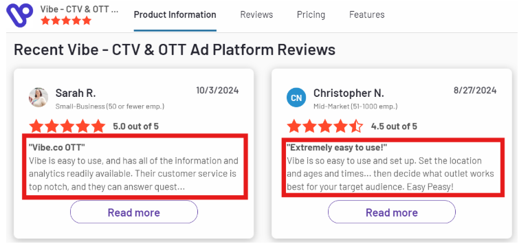 Vibe reviews on G2