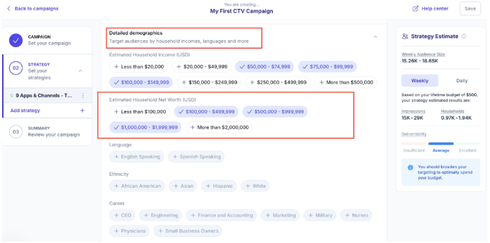 Vibe.co targeting feature