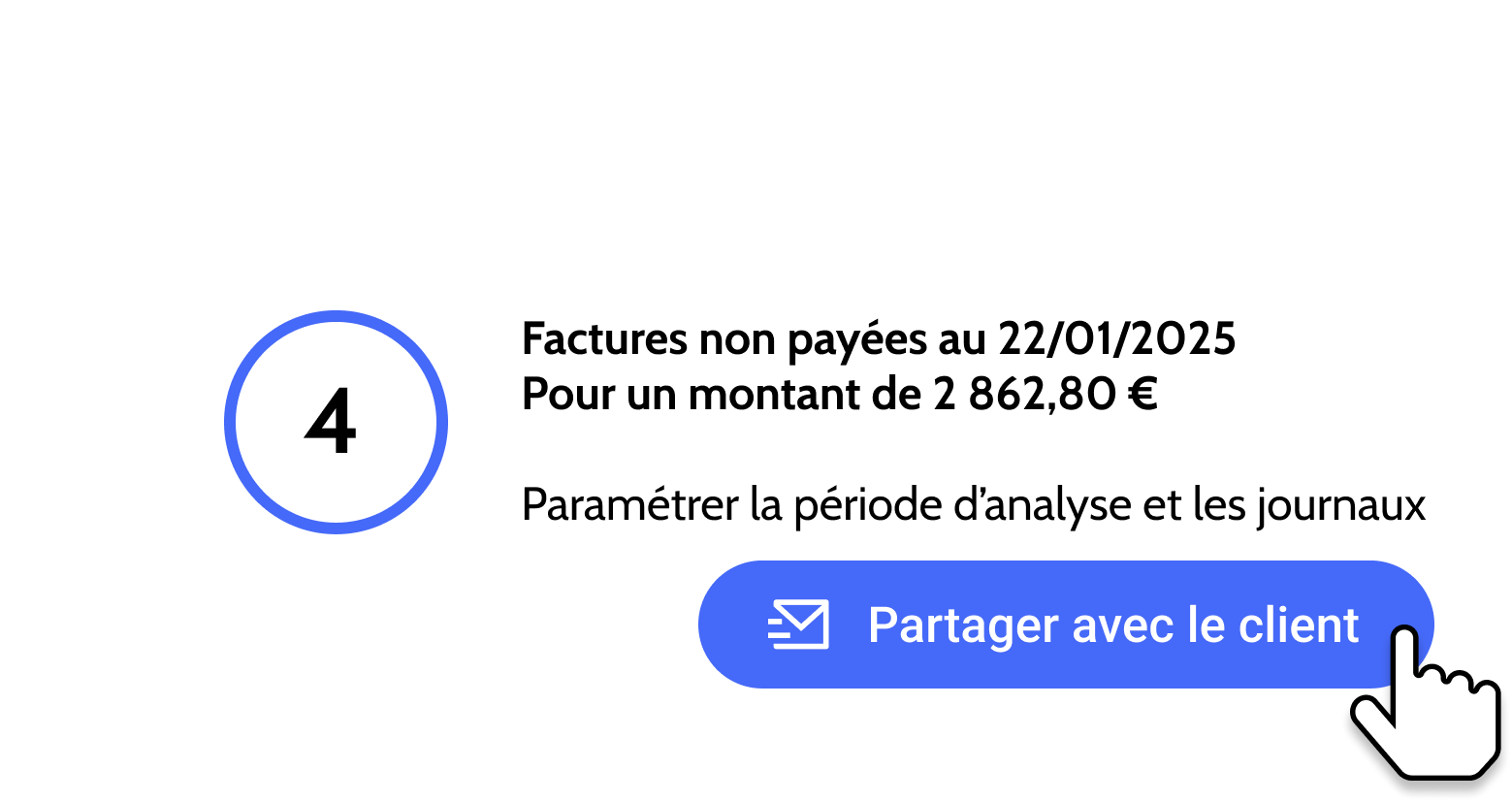 Gestion des encours Sesha : liste des factures non réglées et possibilité de les partager avec les clients
