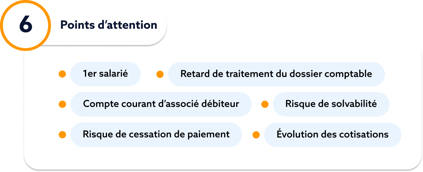 Points d'attention Sesha : alertes automatiques pour une gestion proactive des dossiers clients, par exemple 1er salarié, solvabilité...