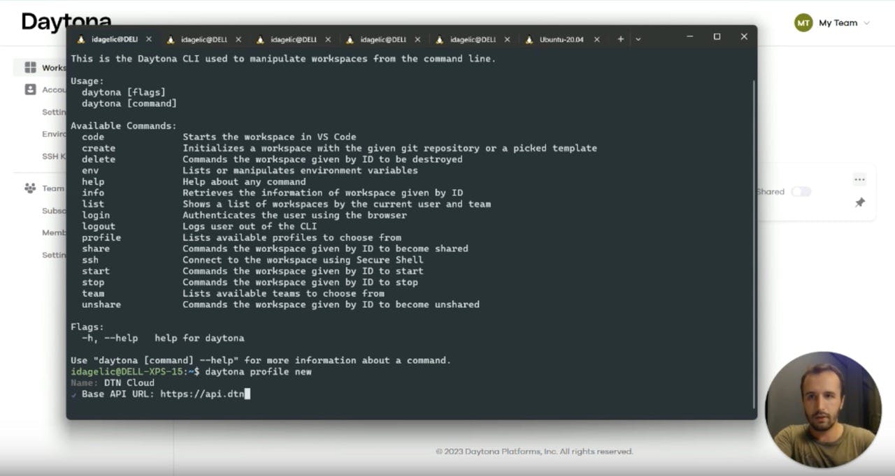 Ivan demonstrating the Daytona CLI