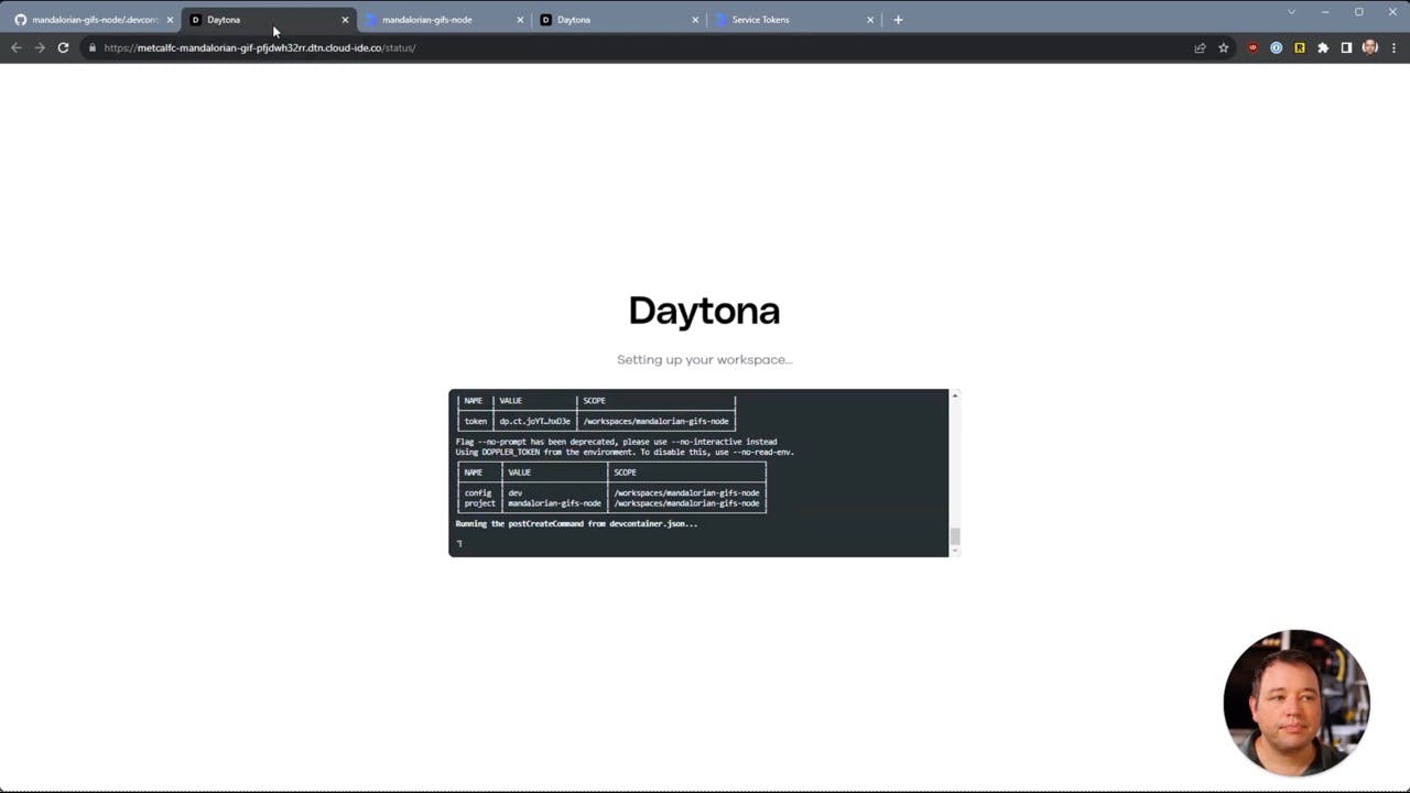 Daytona launching workspace
