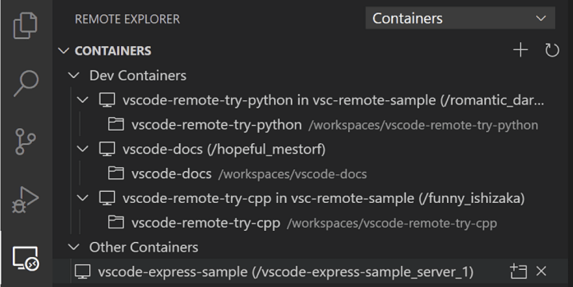 VS Code managing containers