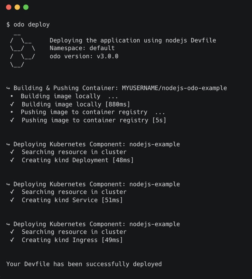 odo deploy - The Devfile CLI tool