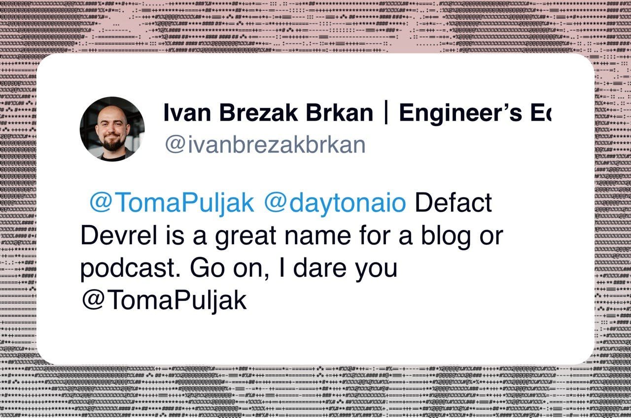 Ivan Brezak Brkan post on Twitter on Defact Devrel