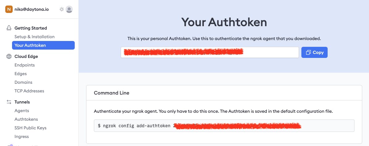 Ngrok Auth token