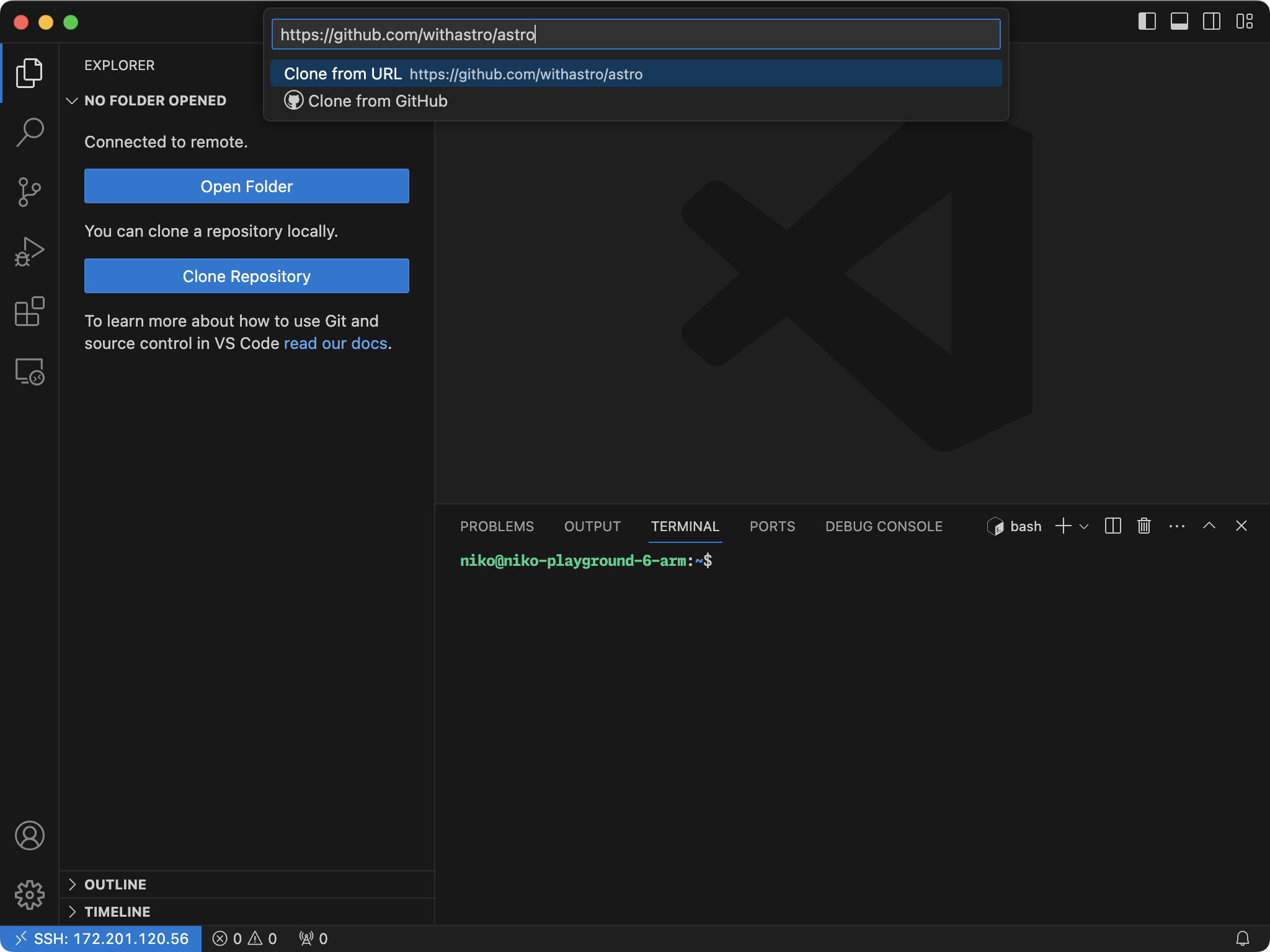 VS Code Clone from URL