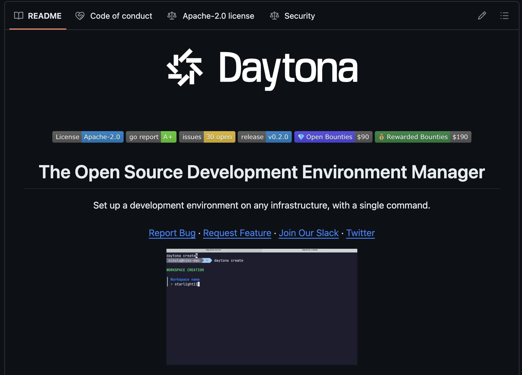 Daytona Readme.md Screenshot