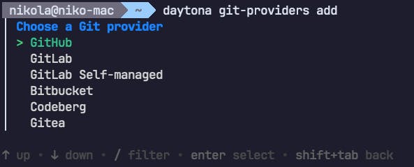 daytona git-providers add