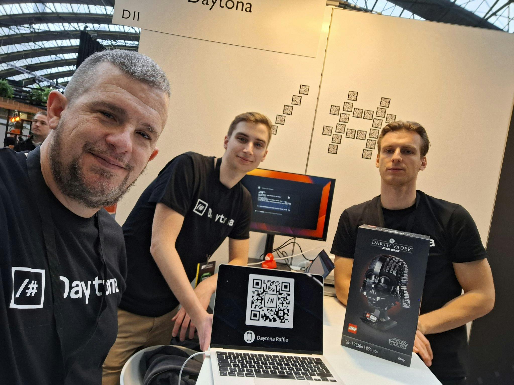 Luke Bryant (Support Engineer), Toma Puljak (Backend Developer), and Fabjan Vucina (Frontend Developer) represented Daytona