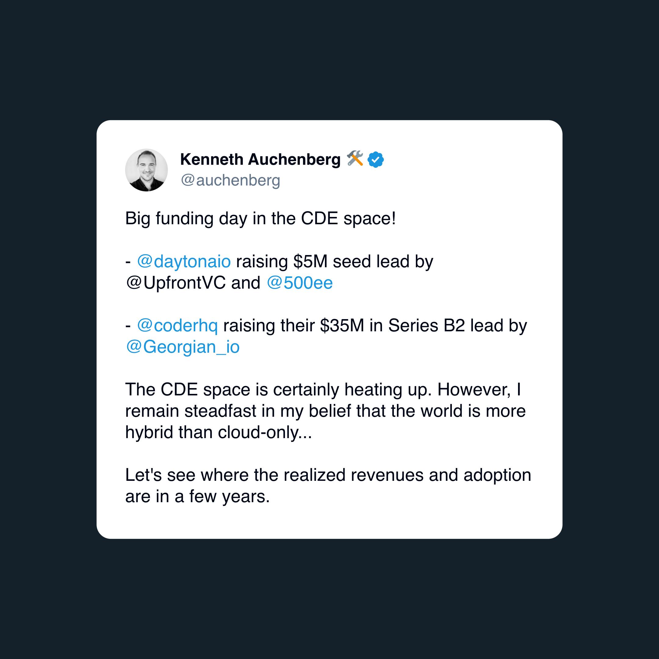 Kenneth Auchenberg Tweet on CDEs