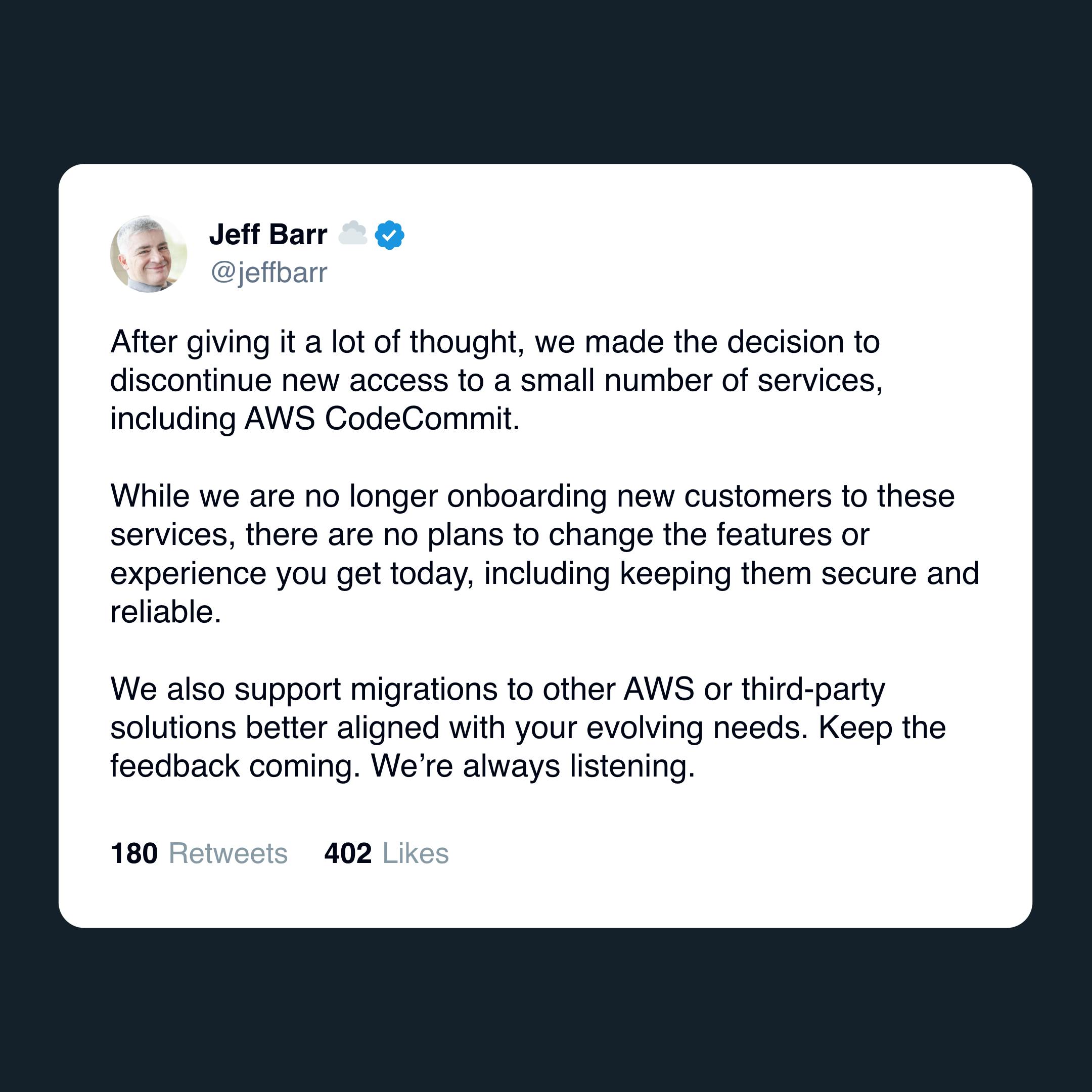 Jeff Barr, AWS Chief Evangelist, on Twitter