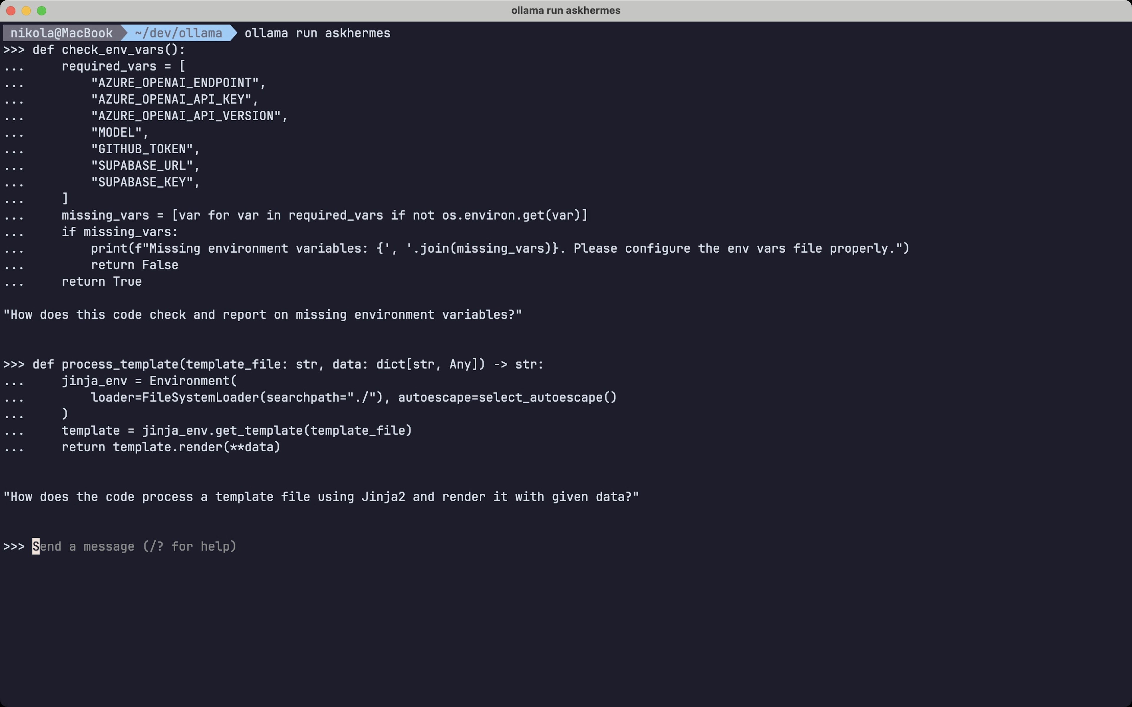 Nous Hermes 3 with a custom Ollama Modelfile