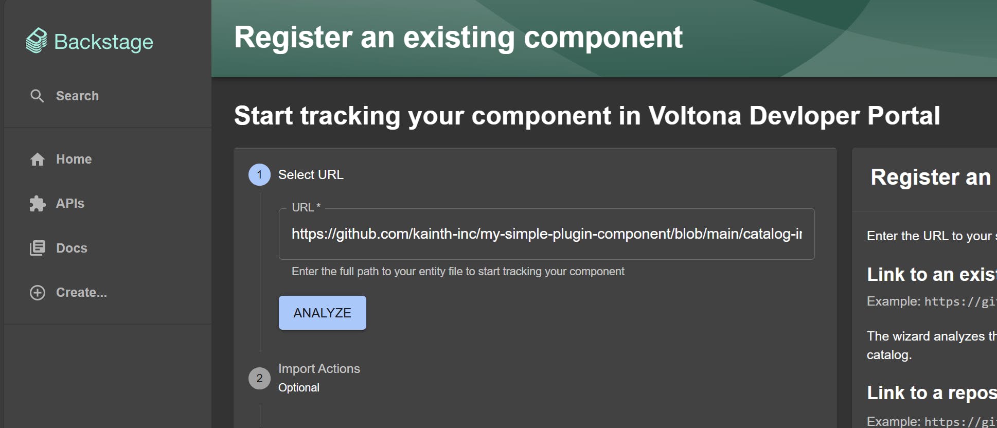 Backstage: registering a component