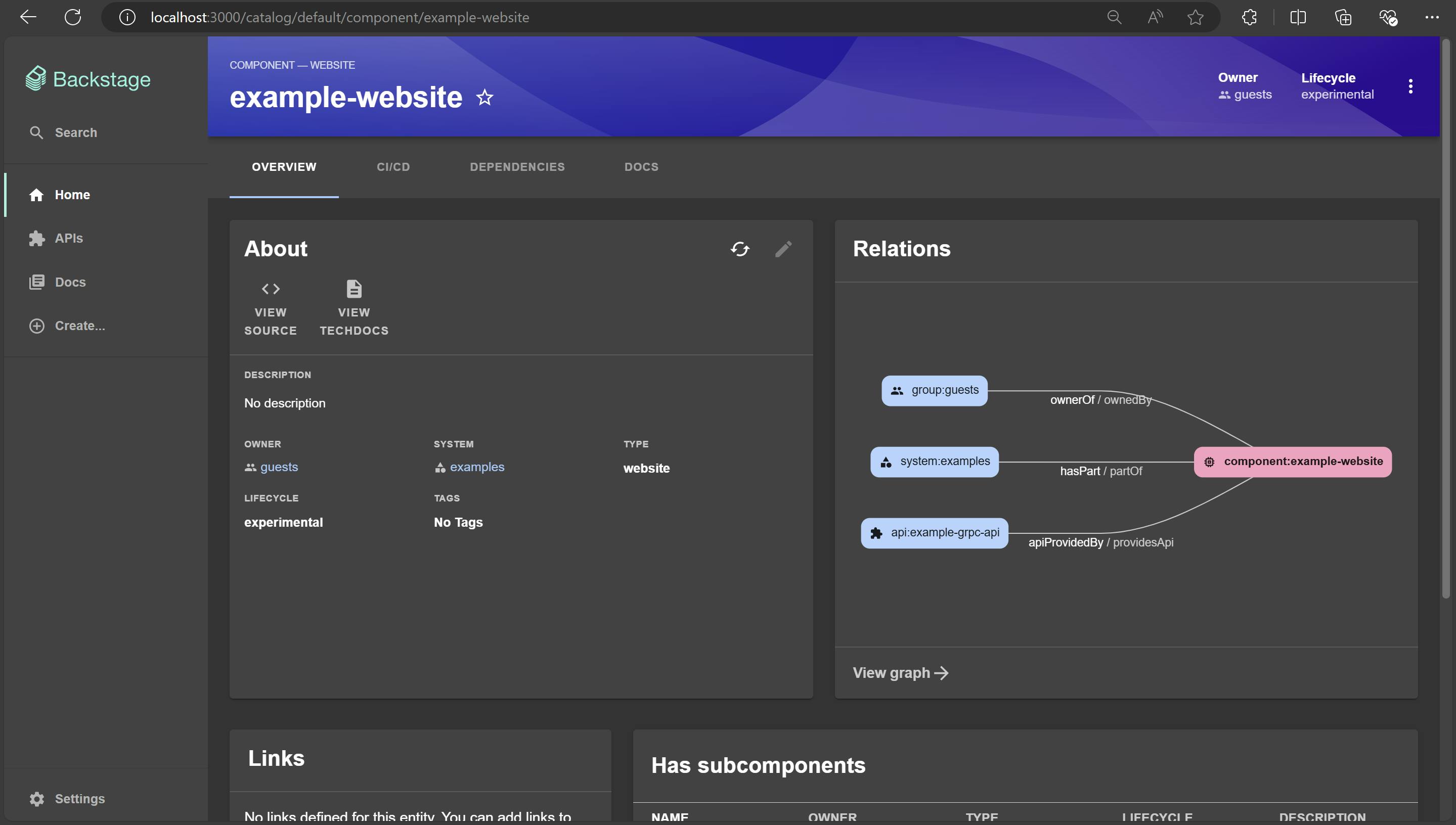 Backstage Application Running