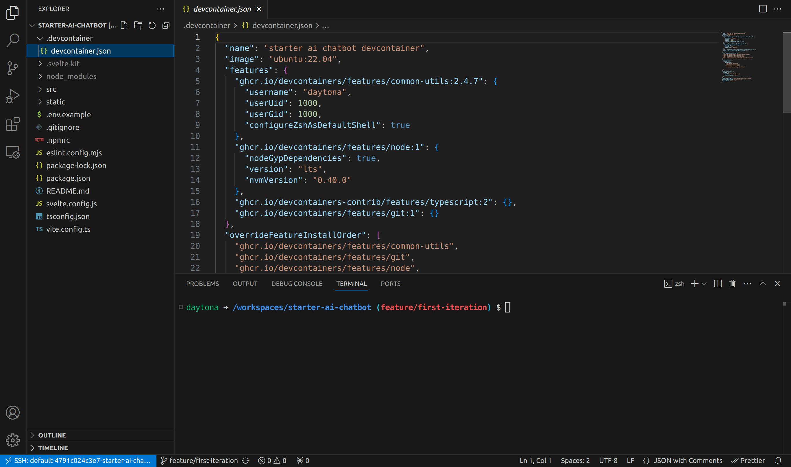 Created and opened repository in Daytona Workspace