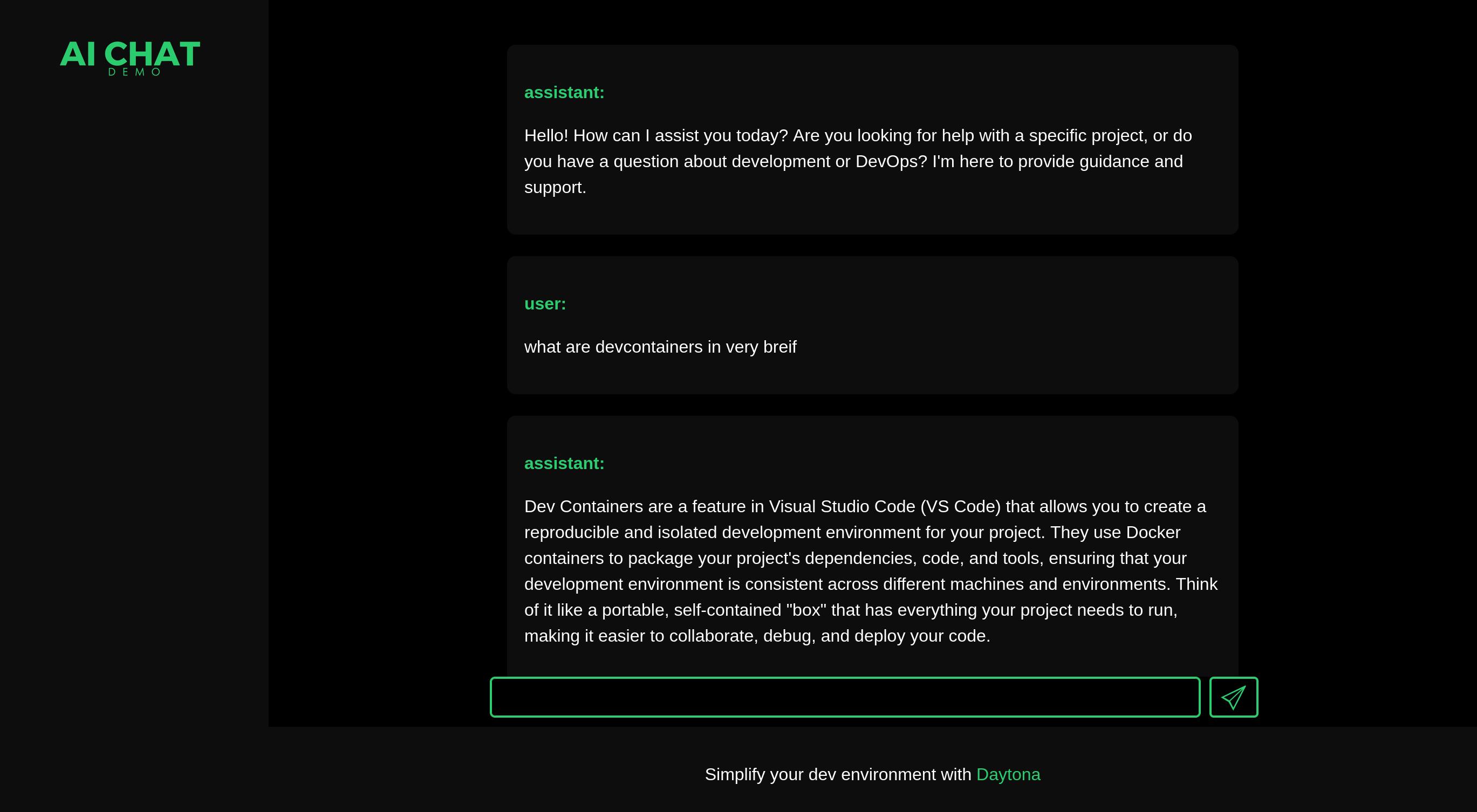 AI Chatbot App running