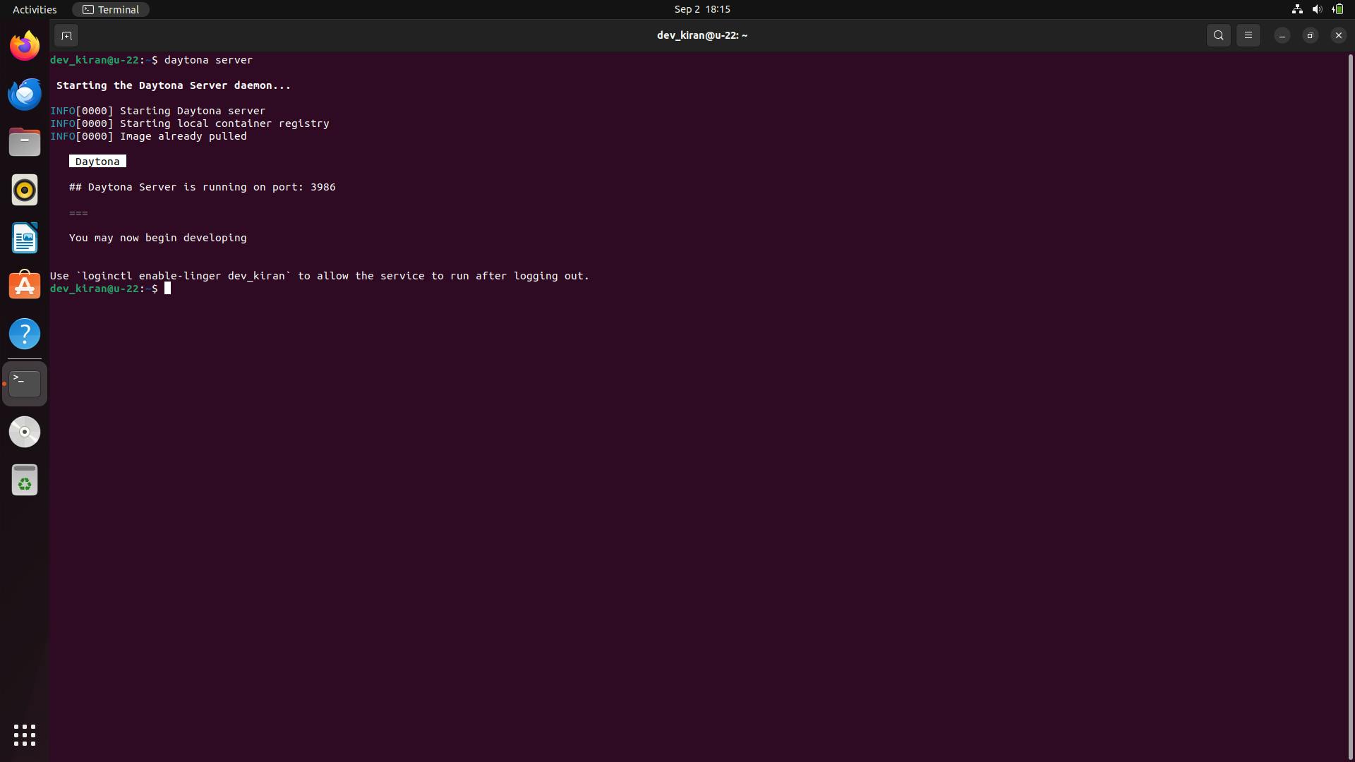 Starting Daytona Server