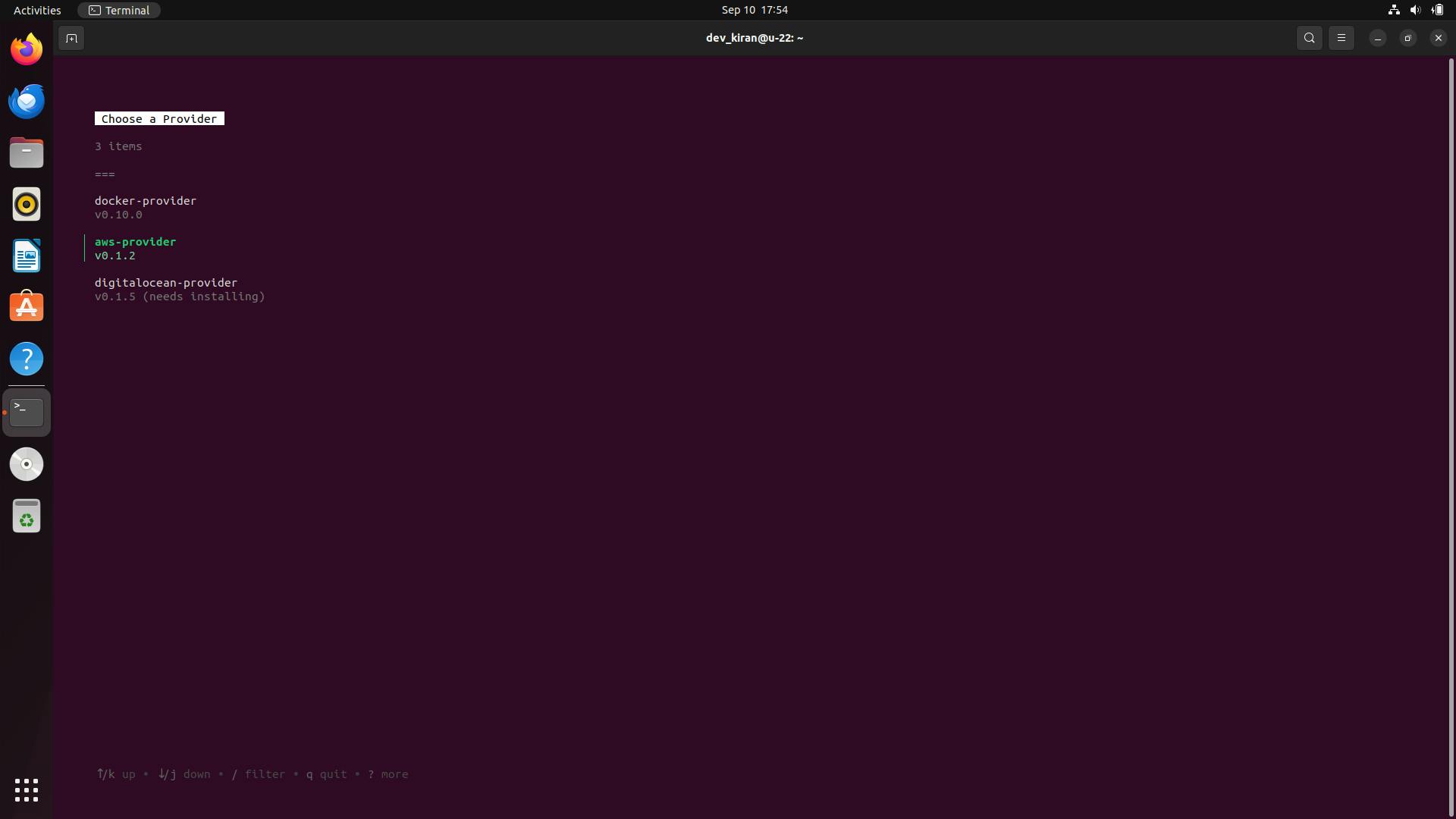 Selecting the AWS Provider
