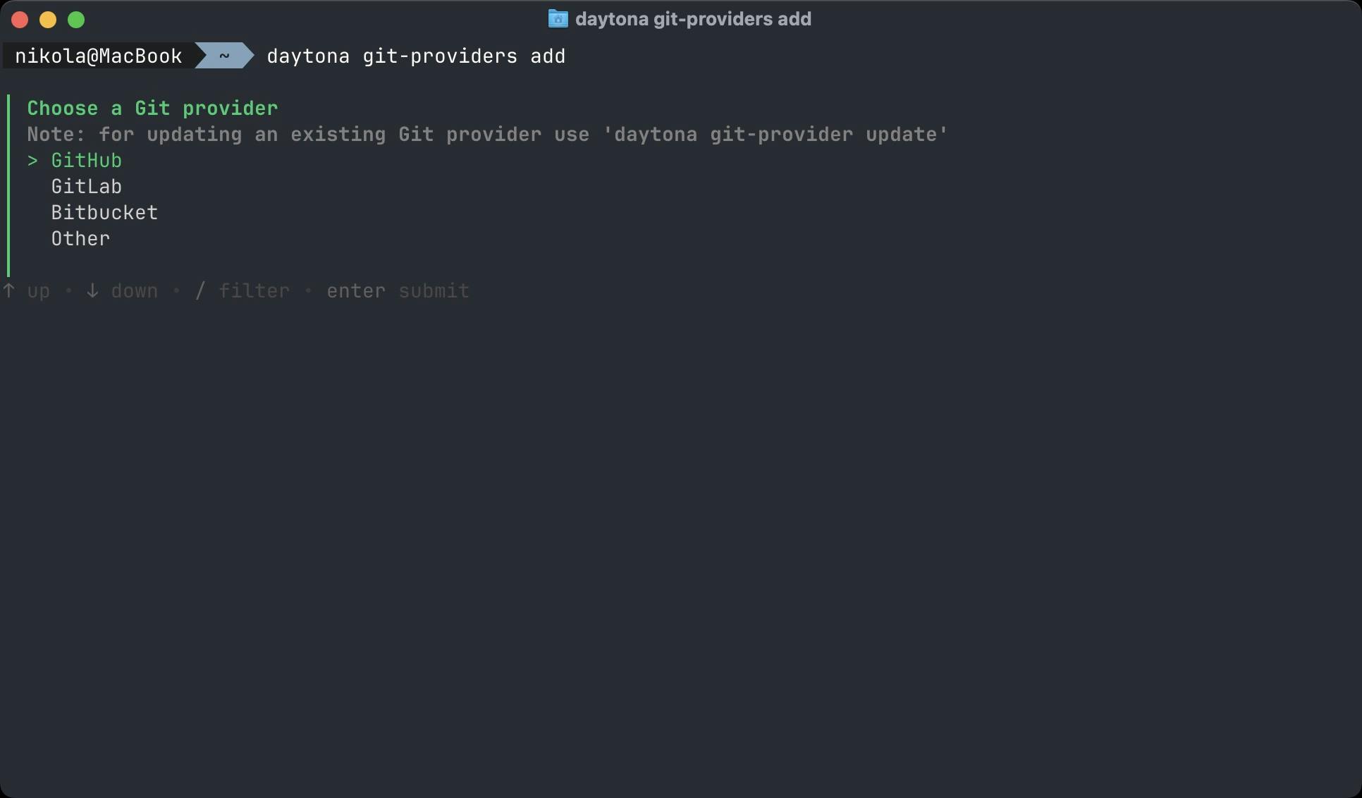 daytona git-provider add