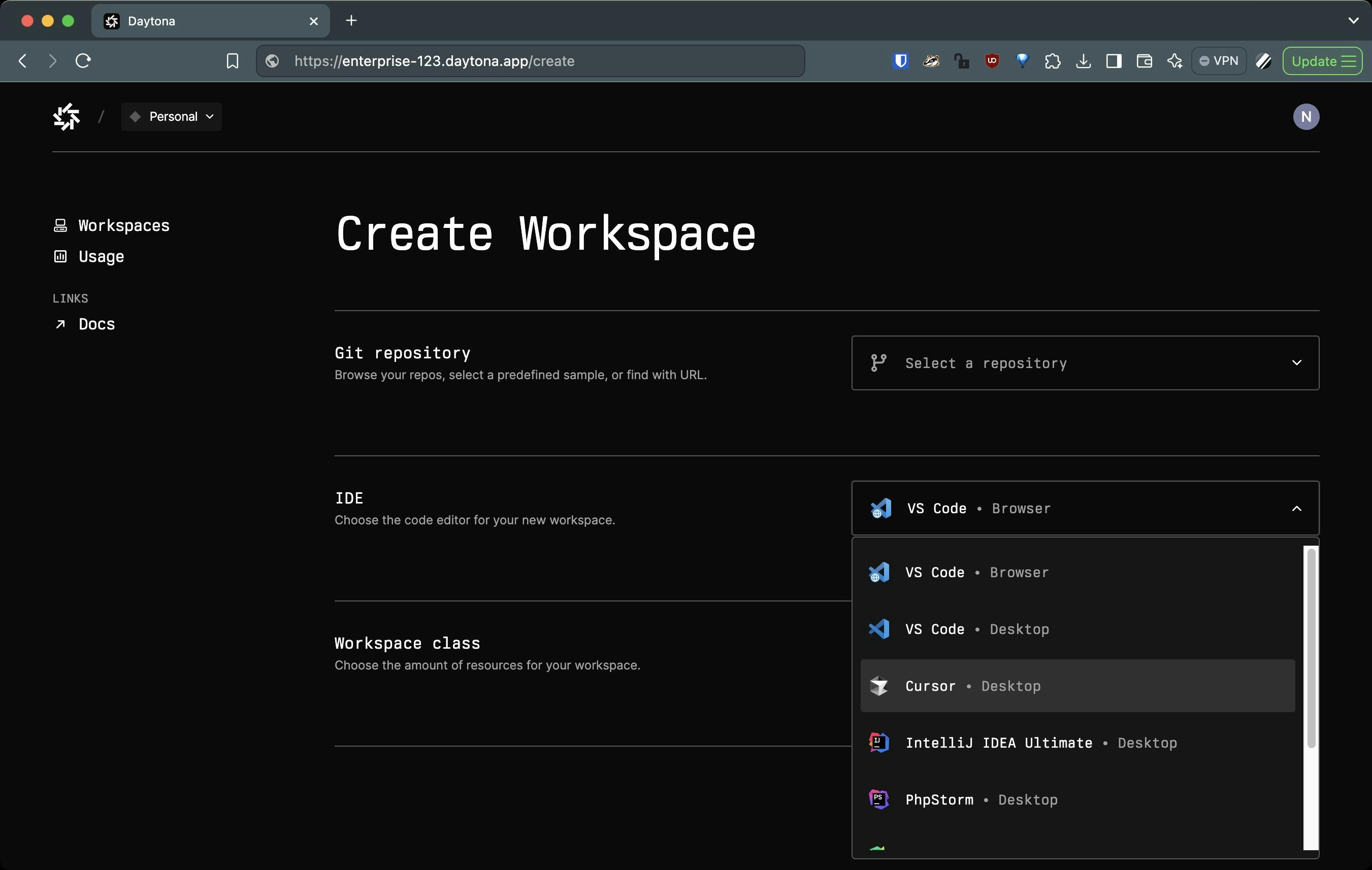 Select Cursor in Daytona Enterprise