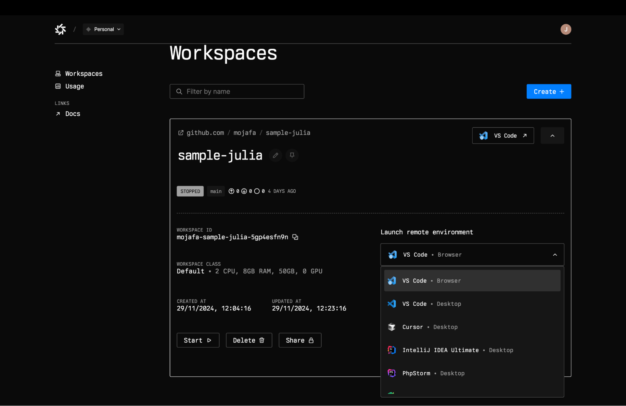 Daytona Interface: Workspaces