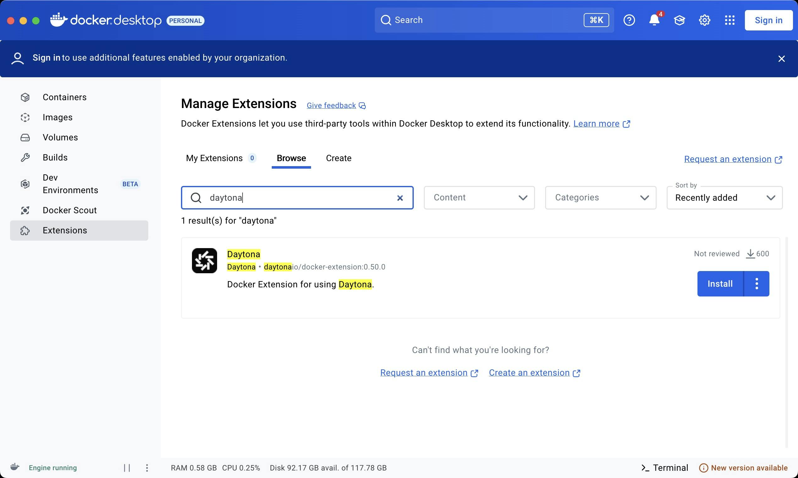 Daytona Extension for Docker