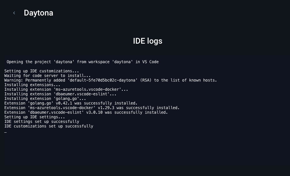 Daytona Logs inside Docker Extension