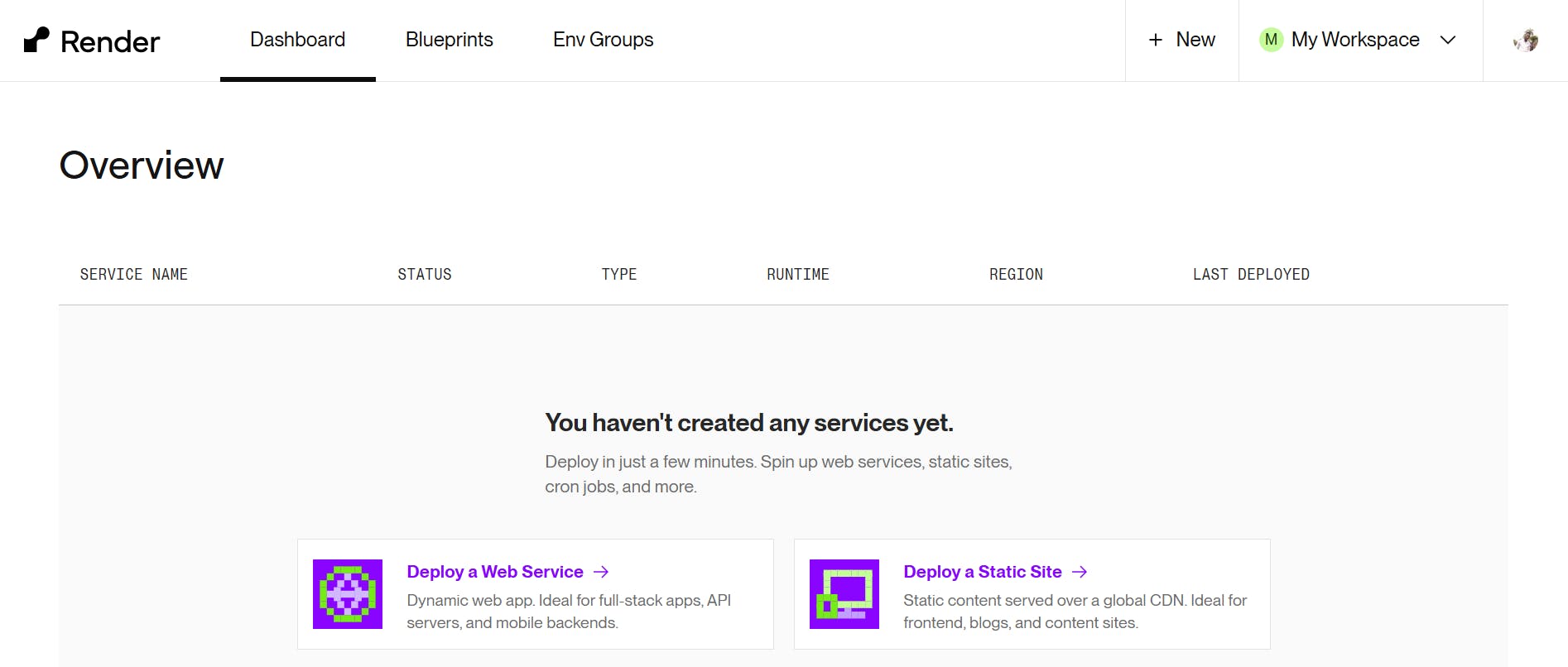 Click on new Web Service