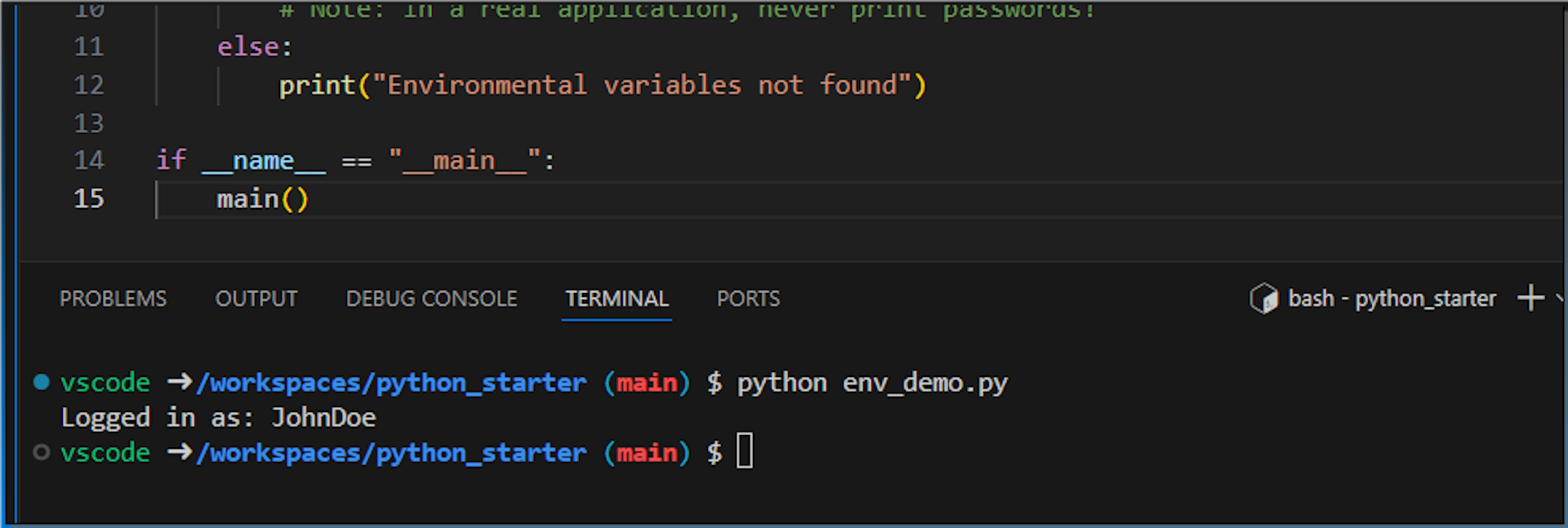 Result of running python script