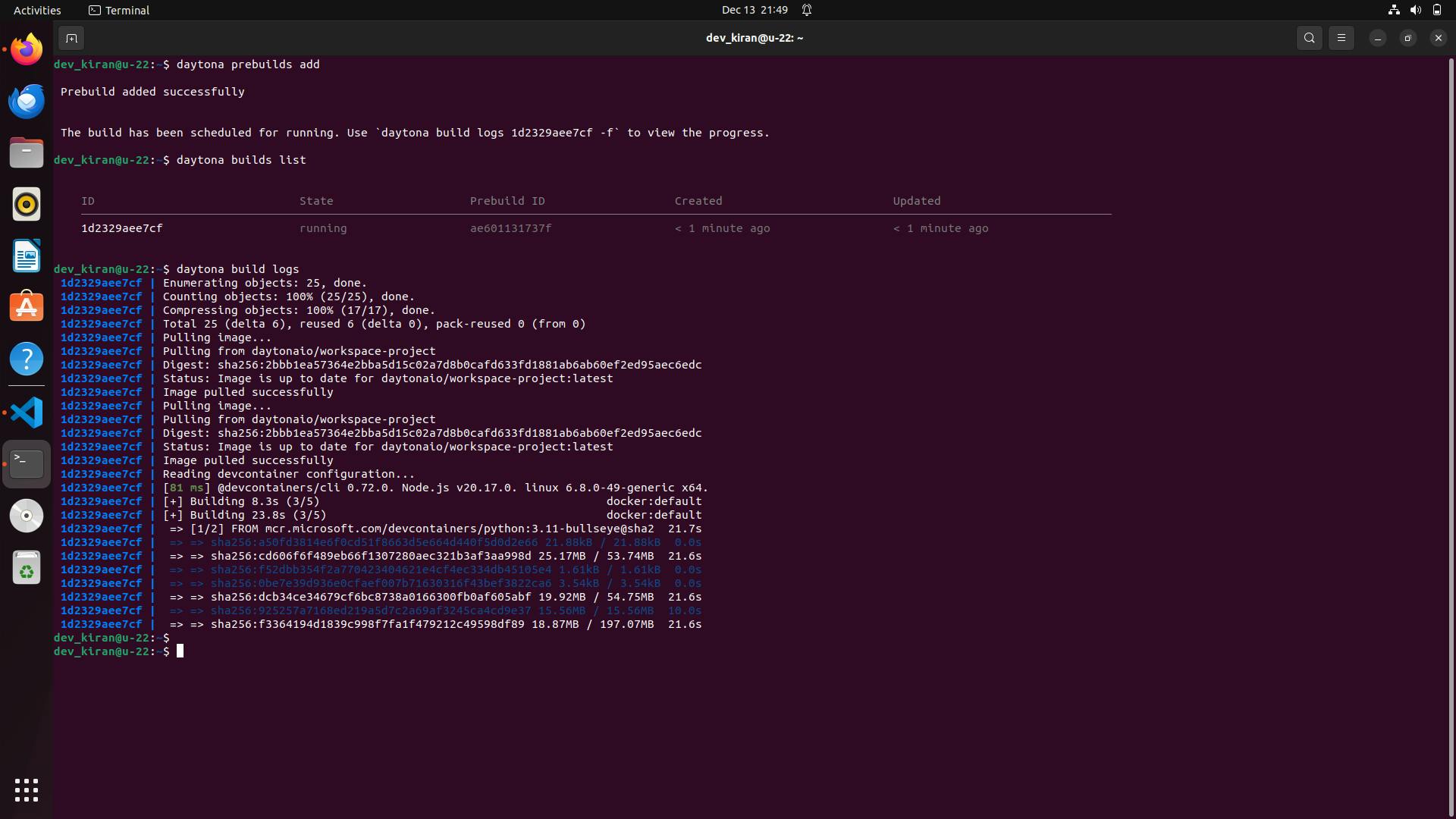 build logs