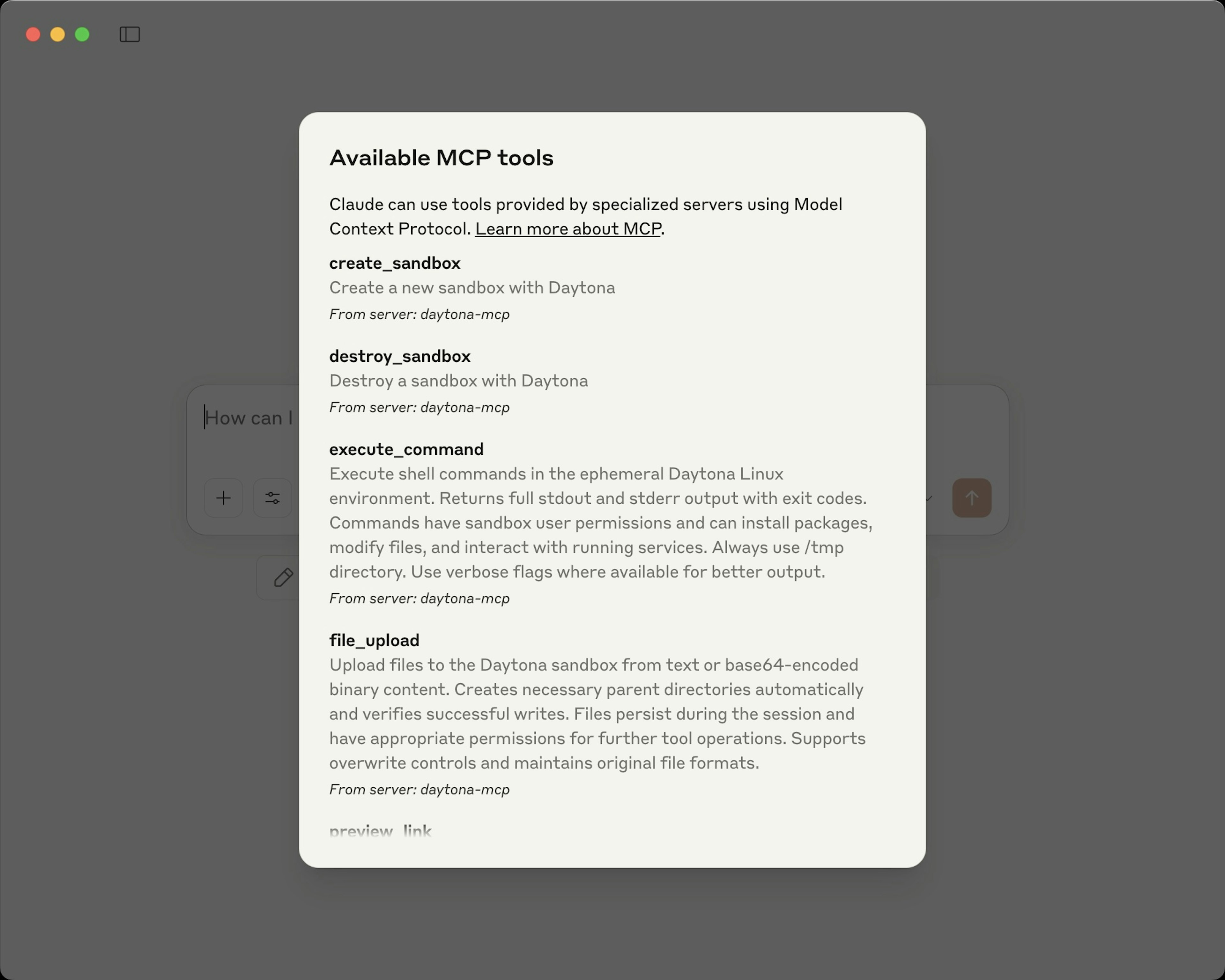 MCP tools in Claude Desktop