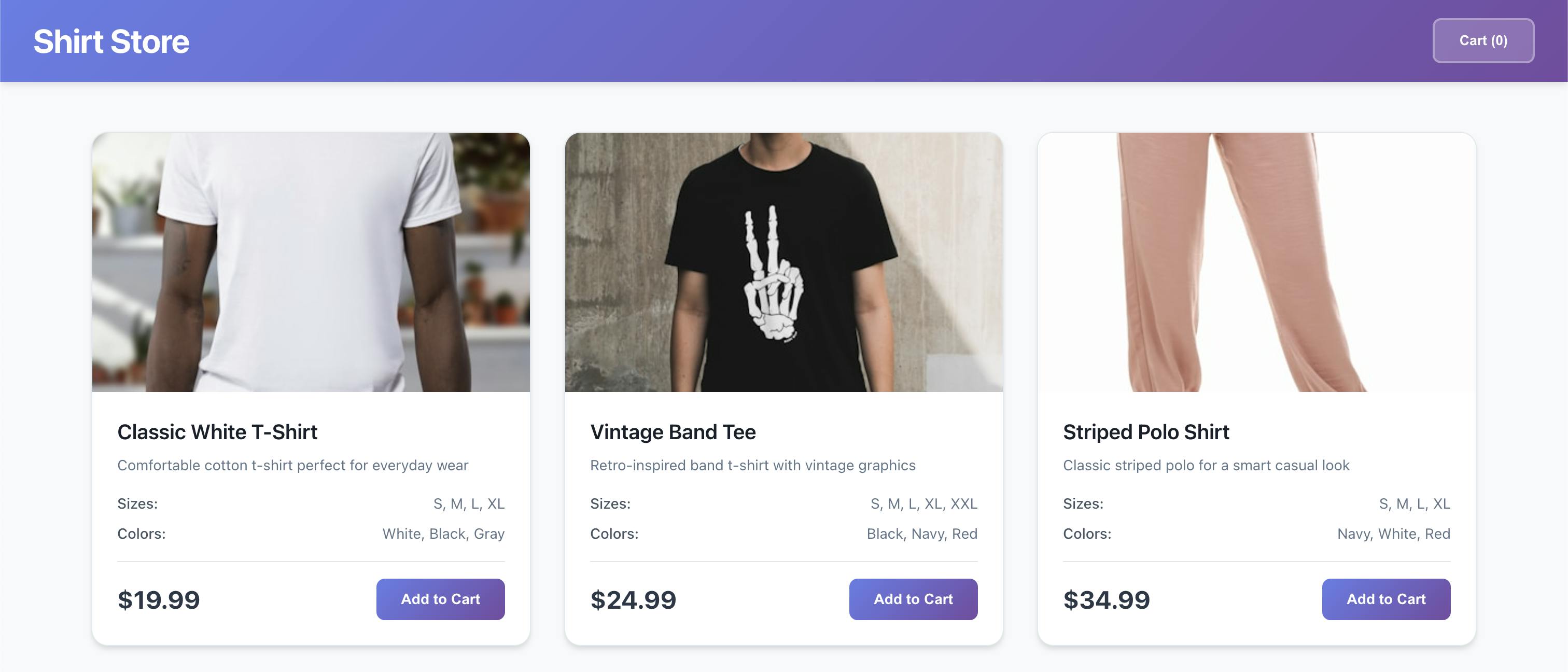 Example fake ecommerce website