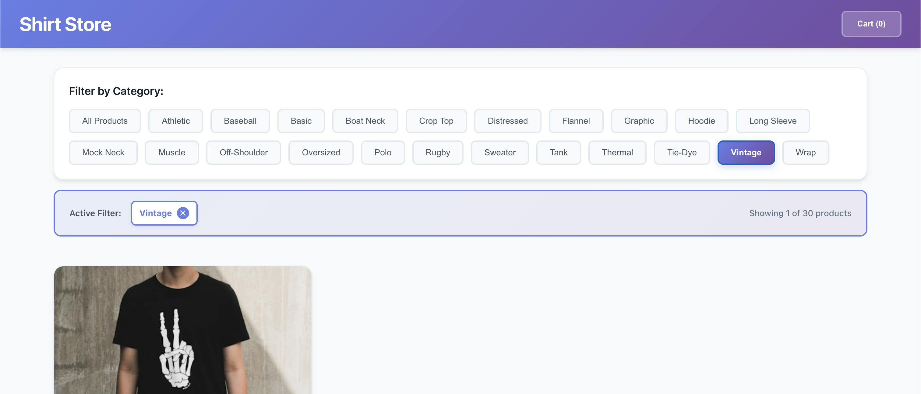 Ecommerce storefront with new filter section