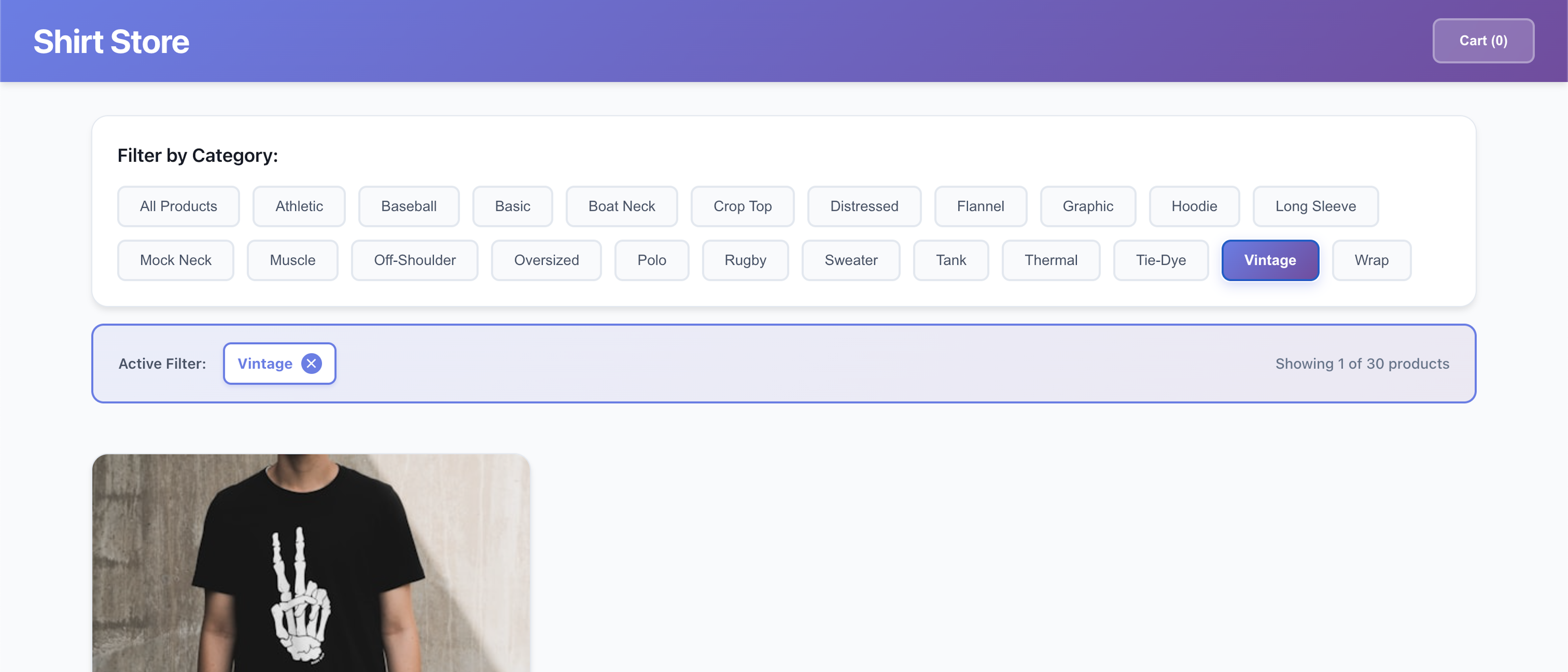 Ecommerce storefront with new filter section